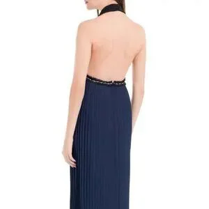Max Studio Dresses Max Studio Black Navy Pleated Embellished